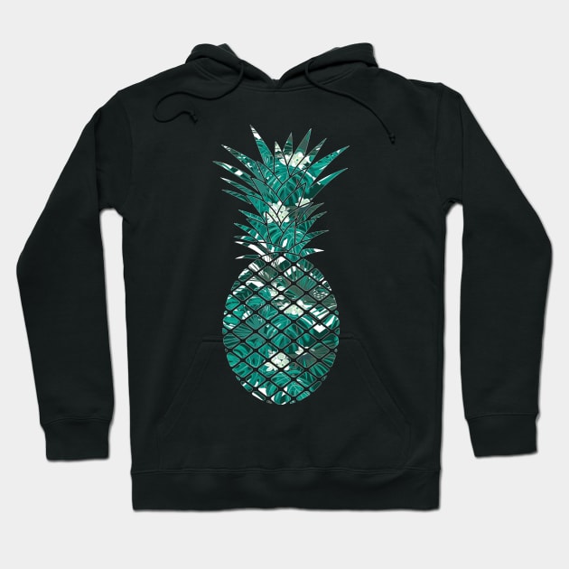 Blue Tropical Floral Geometric Pineapple Hoodie by dukito